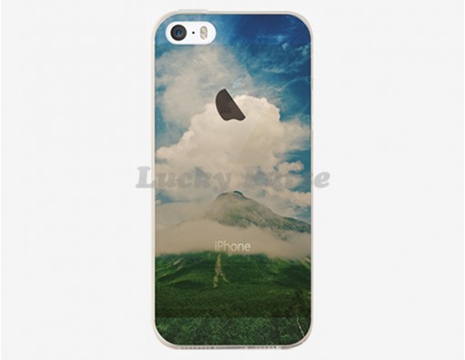 Тонкий чехол из гибкого пластика для iPhone 5S/5 с красивым пейзажем гора в облаках